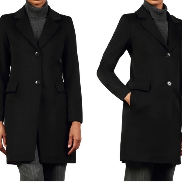 Fleurette Walker Notched Collar Wool Pea Coat Black Size 14 - Picture 6 of 10